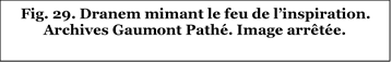 Fig. 29. Dranem mimant le feu de l’inspiration. Archives Gaumont Pathé. Image arrêtée.